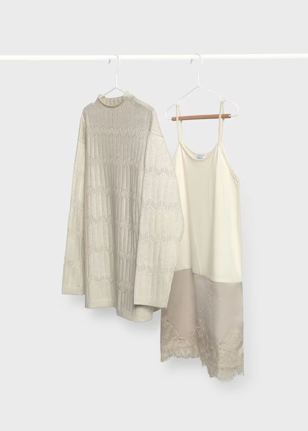 Mayoral Tween Cream Lace-Knit  Dress