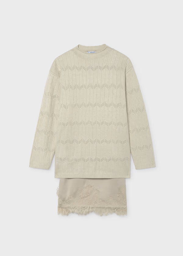 Mayoral Tween Cream Lace-Knit  Dress