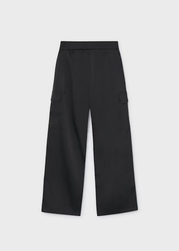 Mayoral Tween Black Satin Cargo Pants