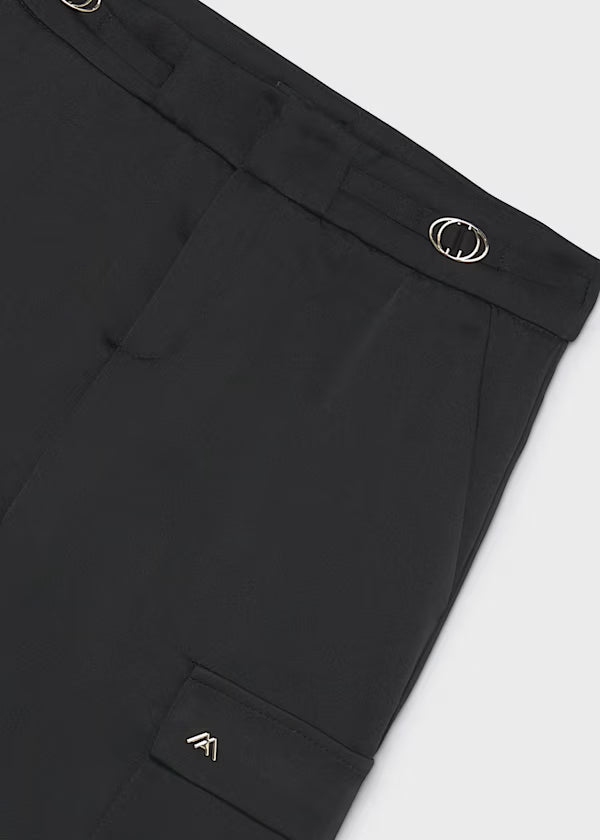 Mayoral Tween Black Satin Cargo Pants