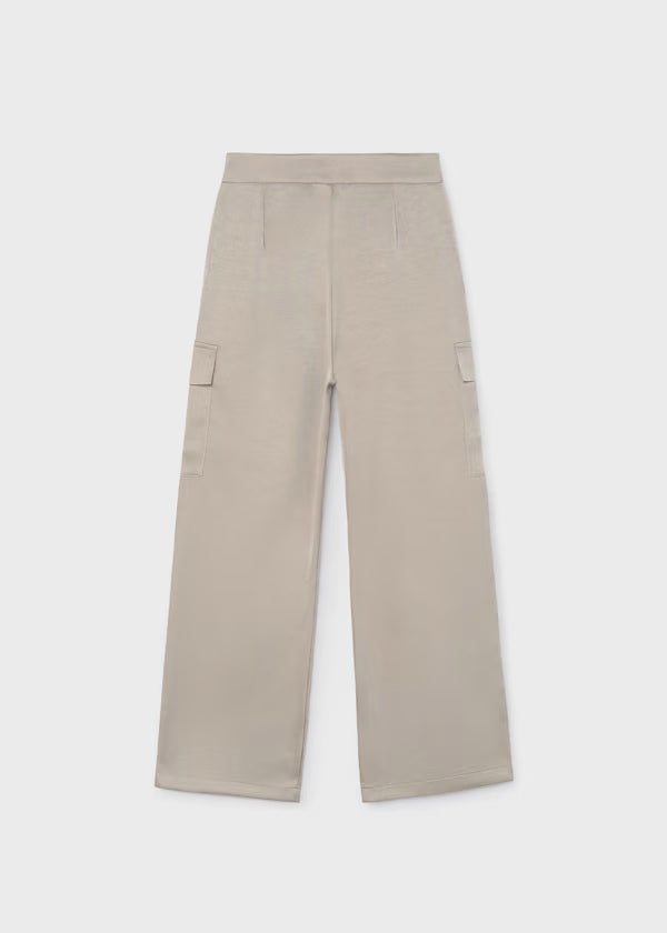 Mayoral Tween Beige Satin Cargo Pants