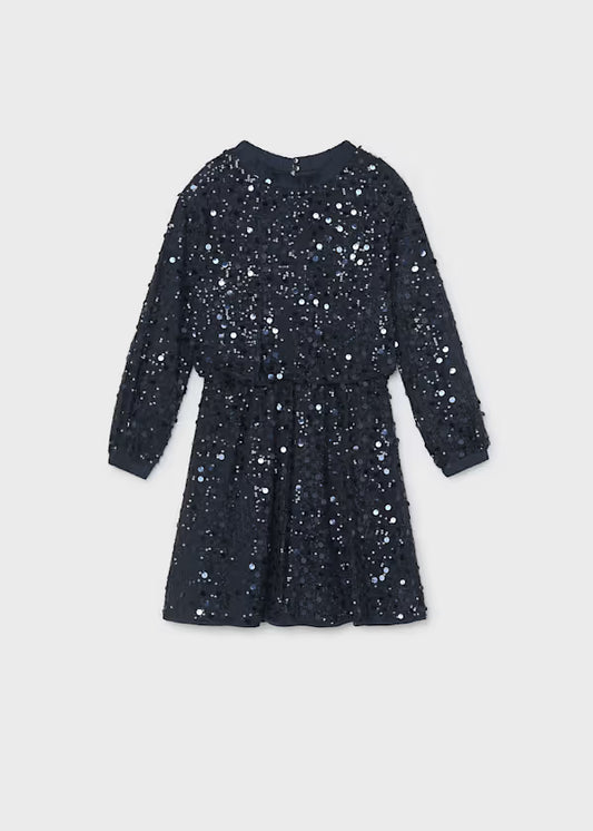 Mayoral Girls Sequin Navy Dress