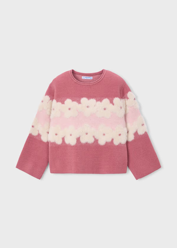 Mayoral Girls Pink Flower Sweater