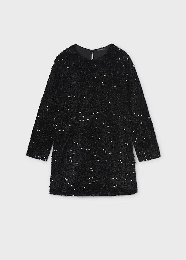 Mayoral Tween Black Velvet Sequin Dress