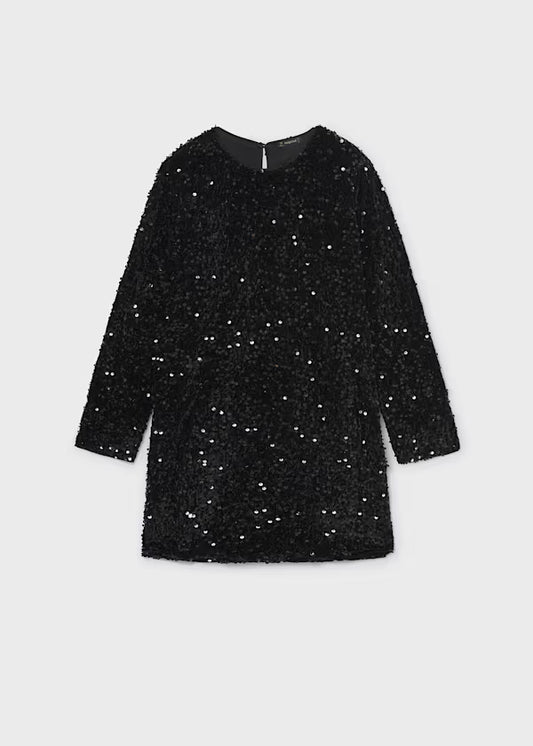 Mayoral Tween Black Velvet Sequin Dress