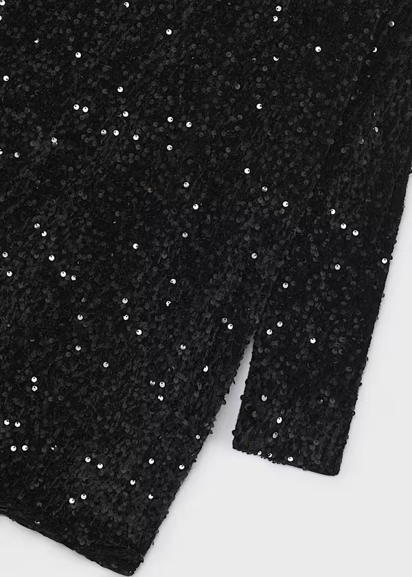 Mayoral Tween Black Velvet Sequin Dress