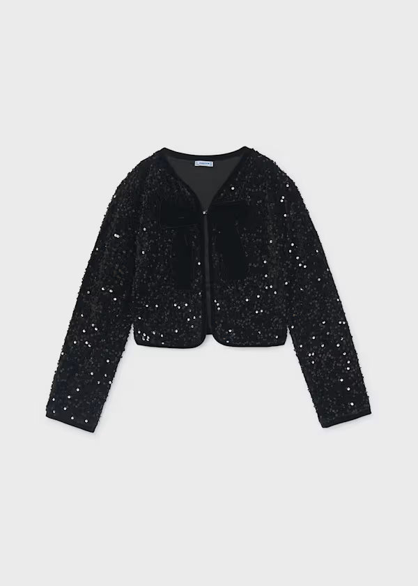 Mayoral Tween Black Velvet Sequin Jacket