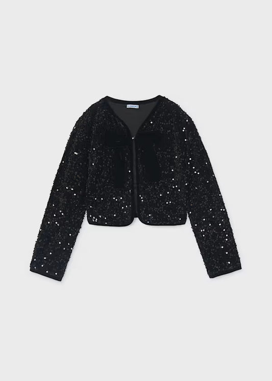Mayoral Tween Black Velvet Sequin Jacket