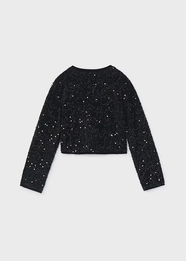 Mayoral Tween Black Velvet Sequin Jacket