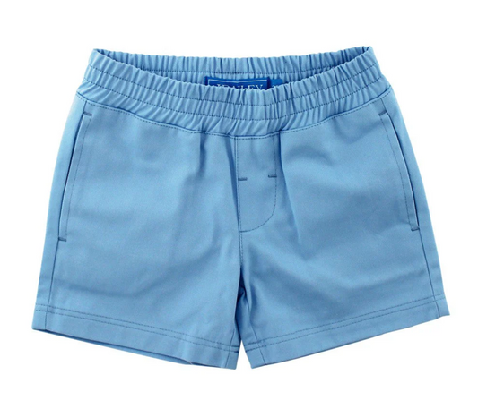 Boys’ J Bailey Seaside Harbor pull on shorts made of 100% cotton twill fabric, featuring pockets and a comfortable elastic waistband, displayed on a neutral background.