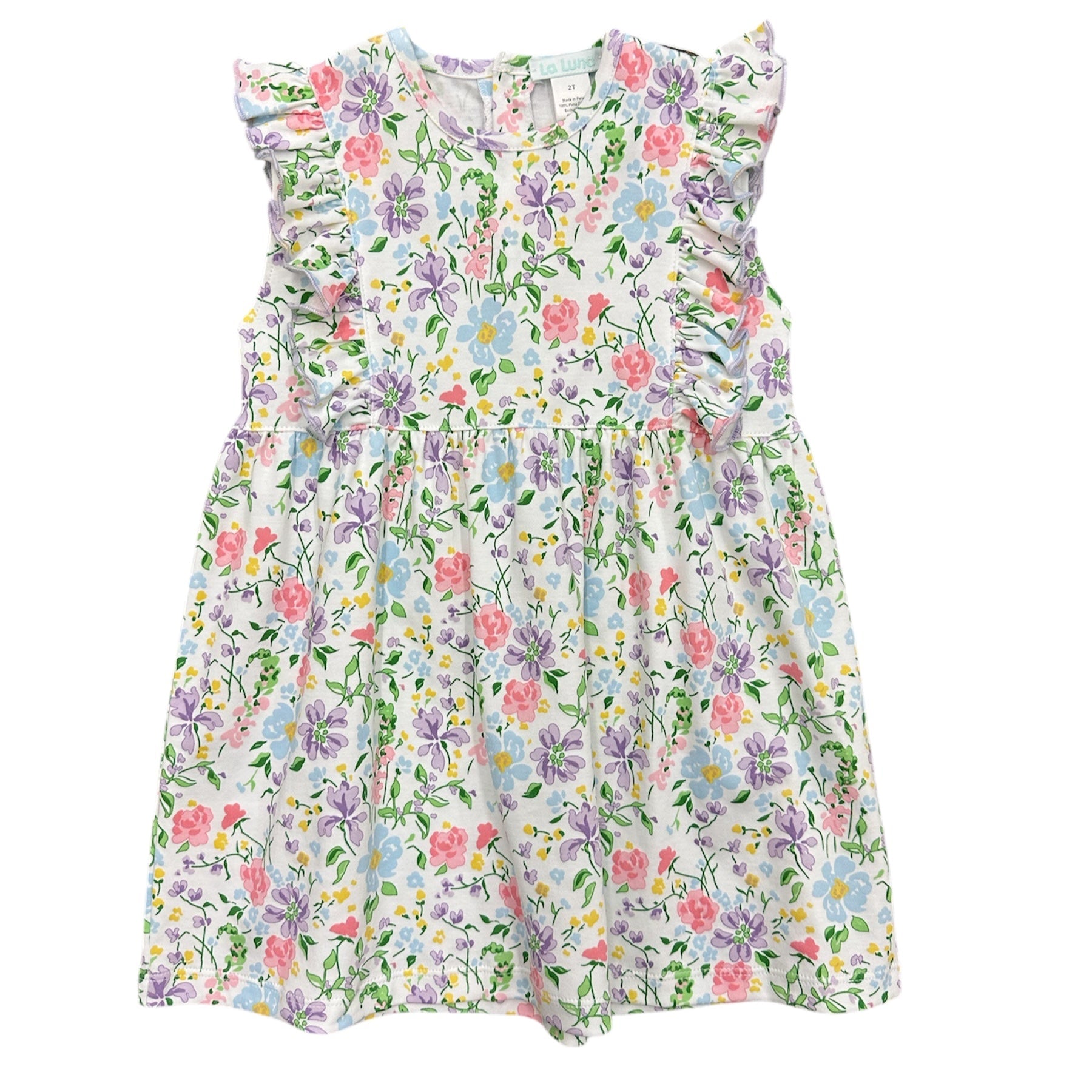 La Luna Talia Floral Dress with pastel floral print and flutter sleeves