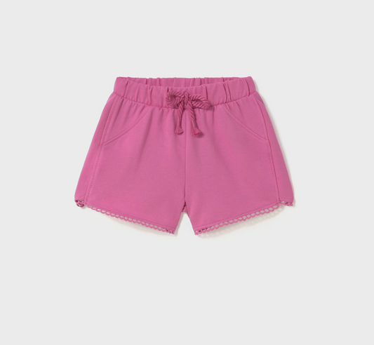 Mayoral baby girl fuchsia chenille shorts with elastic waist.