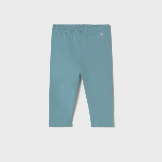 Teal baby girl leggings with elastic waistband, soft and stretchy for everyday comfort.