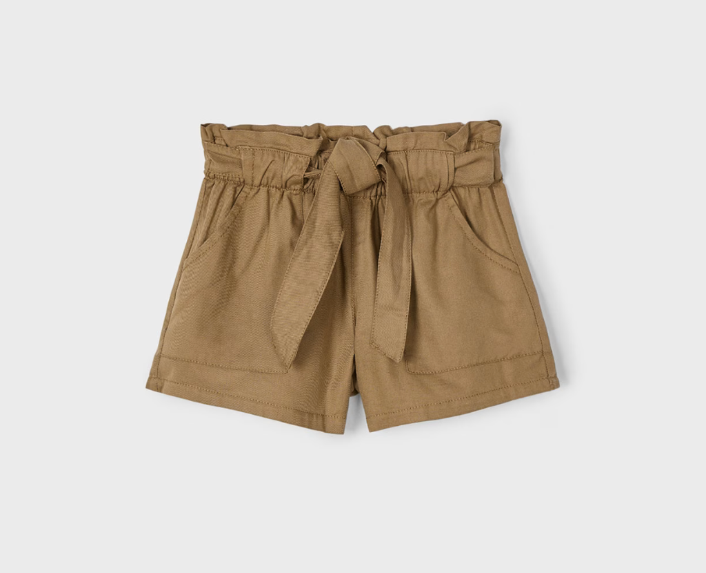 Mayoral girl brown shorts with waist tie.