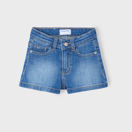 Medium wash adjustable denim shorts for girls by Mayoral