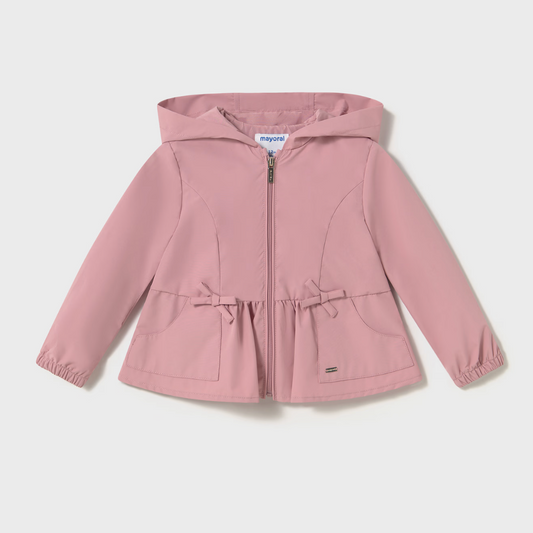 Girls lightweight pink windbreaker jacket with front pockets