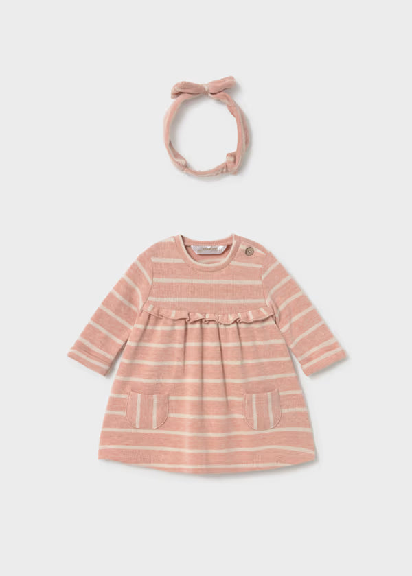 Mayoral Baby Pink Striped Dress with Headband