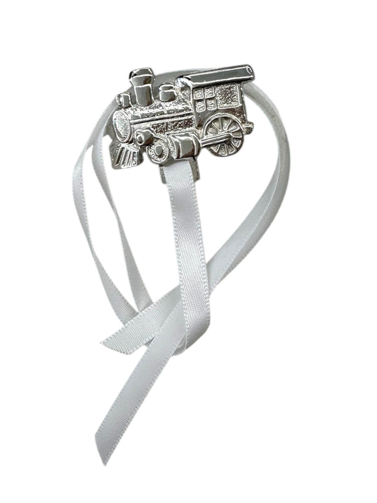 Neutral fabric pacifier clip with back clip and tie for baby