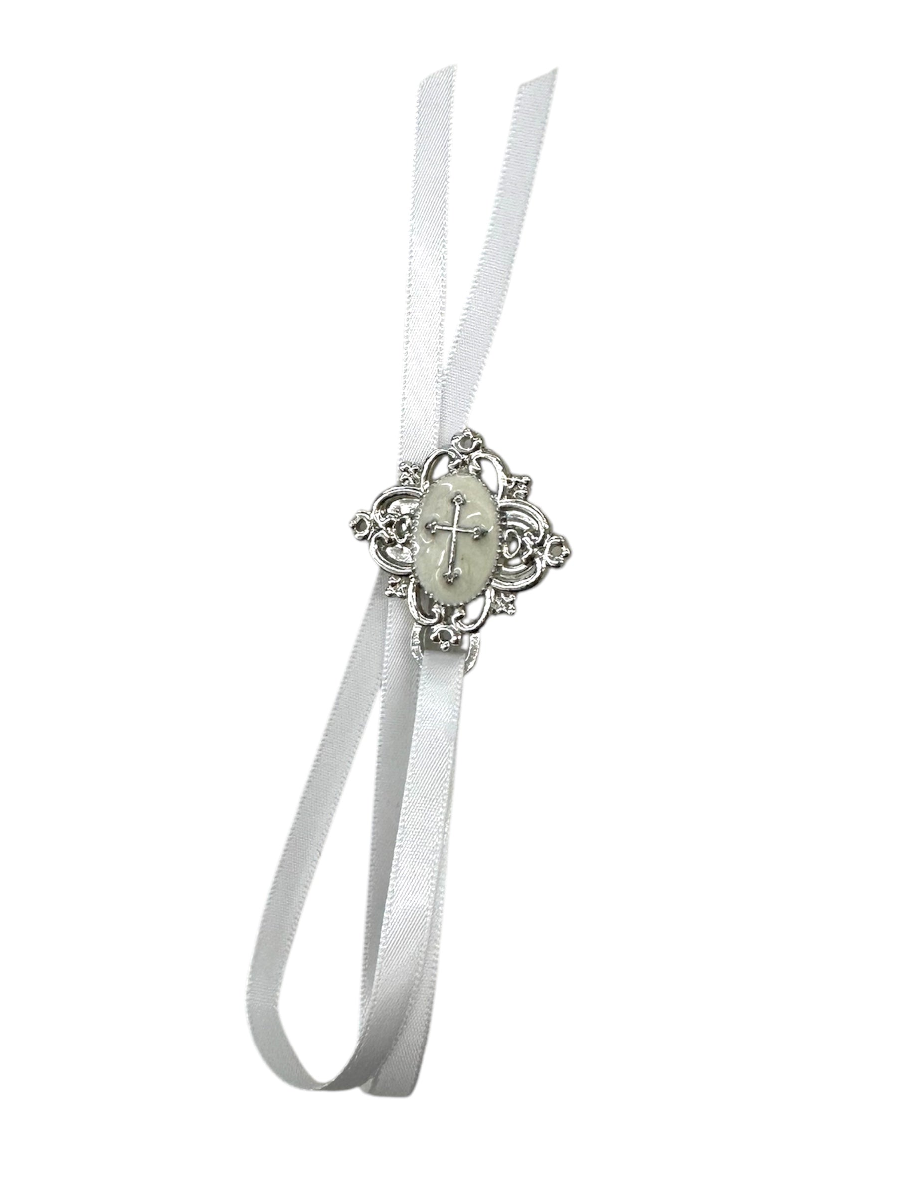 Neutral fabric pacifier clip with back clip and tie for baby