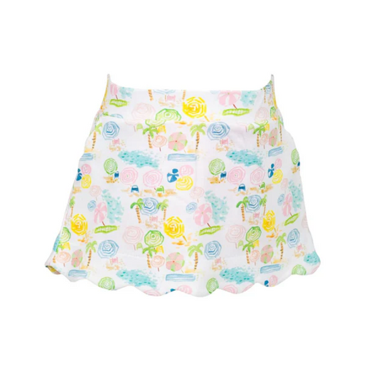 Proper Peony Ocean Club Scallop Skort with scalloped hem and built-in shorts
