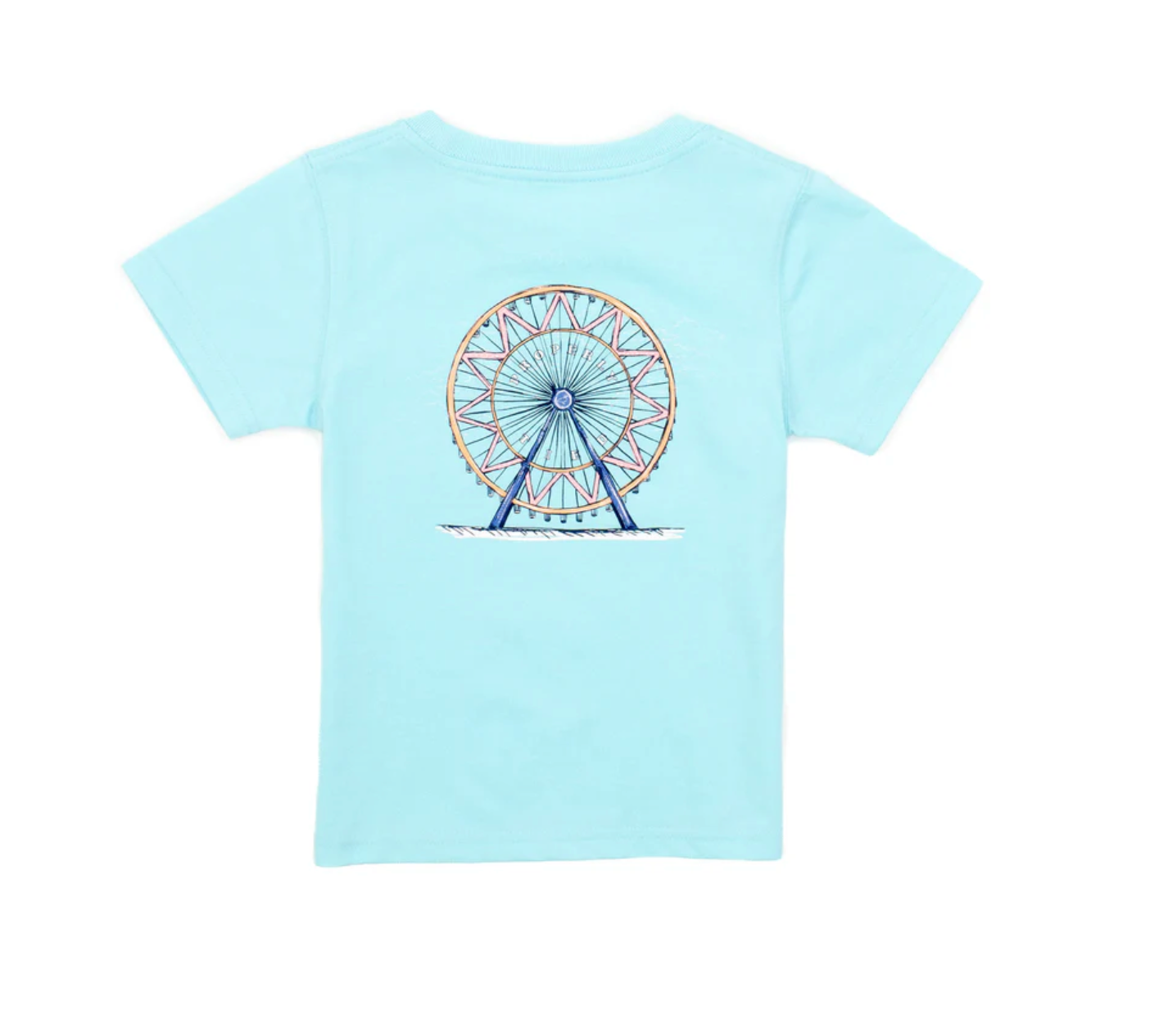 Boys arctic blue Pima cotton t-shirt with ferris wheel graphic on back