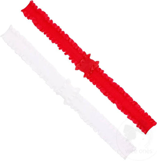Wee Ones Red/White Add-A-Bow Ruffle Baby Bands