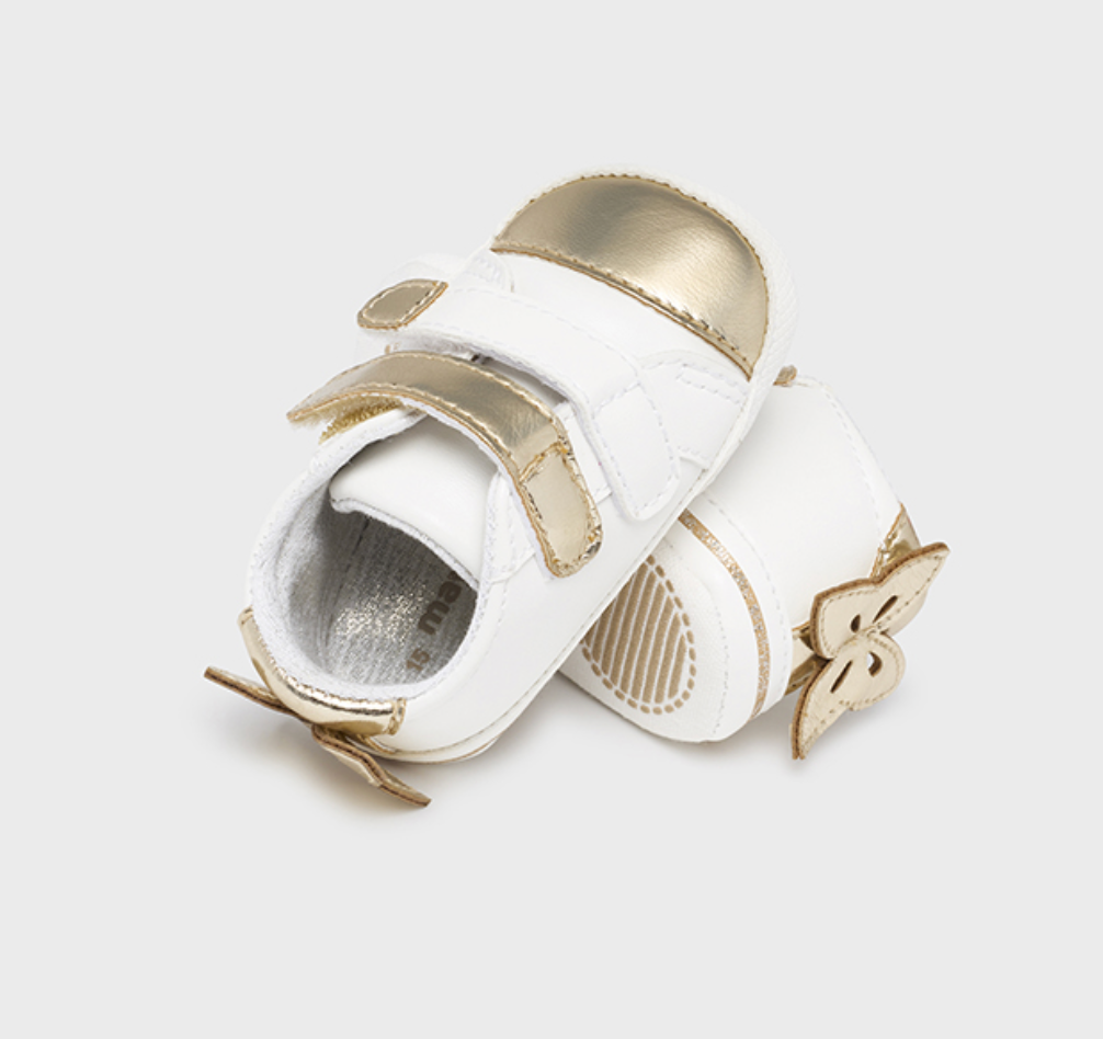 Mayoral Infant White with Gold Sneaker Shoes
