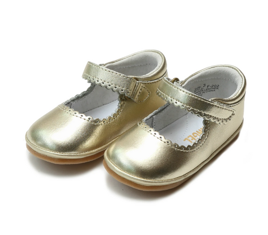 Angel Baby Cara Gold Scalloped Mary Jane Shoes