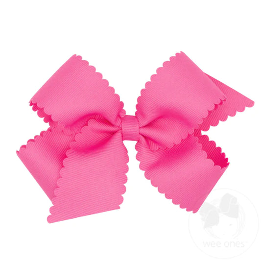 Wee Ones Scallop Edge Grosgrain Bow Hot Pink - HPK