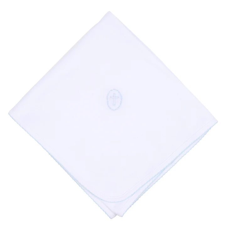 Magnolia Baby Blessed Blue Embroidered Receiving Blanket