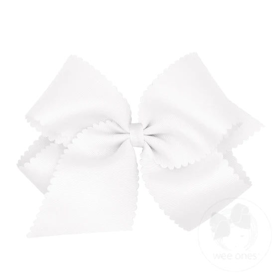 Wee Ones Scallop Edge Grosgrain Bow White - WHT