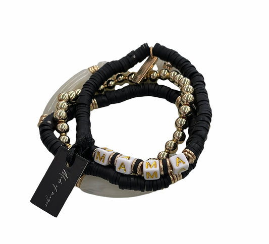 Mama & Mini Matching Bracelets - Black Tubluar Beaded Set