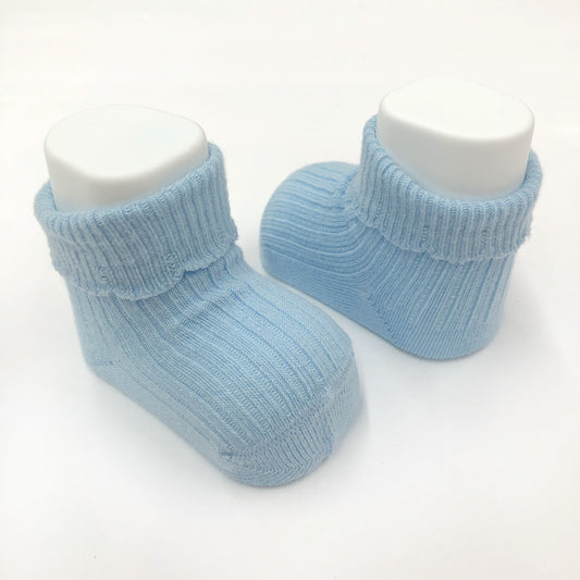 Carlomagno Newborn Folded Cuff Socks - Blue